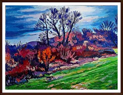 Késő őszi hangulat, 60×80 cm, olaj - Szervátiusz Jenő-díjas festő alkotása