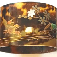 Antik Szecessziós Szalvéta Gyűrű Ritkaság Korall Nefrit Gyöngyház Teknőc