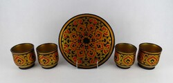 1Y191 Orosz népművészeti festett fa italos készlet 5 darab