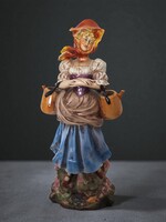 Hatalmas, Lippelsdorf porcelán szobor, figura,, vízhordó hölgy / 43 cm /