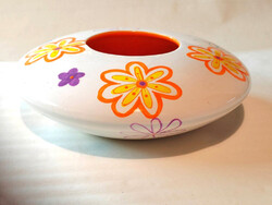 Virágmintás lapos kerámia váza