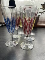 VMC Reims színes francia pezsgős kristálypohár készlet - 6 darab