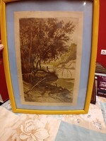 Zádor István ! Halászat rézkarc