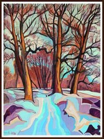Téli hangulat, 80×60 cm, olaj - Szervátiusz-díjas Homoki Gábor alkotása
