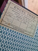 Árukészlet nyilvántartás napló Engel Imre könyvnyomda és papírkereskedés kiadványa