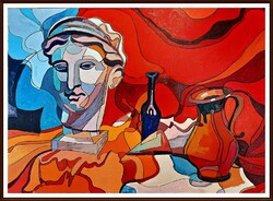 Csendélet interpretáció, 50×70 cm, olaj - Szervátiusz-díjas Homoki Gábor alkotása