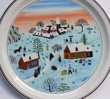 Villeroy&Boch Heinrich dísztányér - tél - Gérard Laplau naiv festménye
