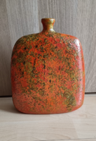 Tófej kerámia lapos váza