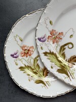 Antik, szecessziós pipacsos porcelán süteményes tányér, 2 db. Vienna, Austria