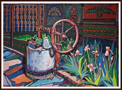 Falusi motívum III., 80×110 cm, olaj - Szervátiusz-díjas Homoki Gábor alkotása