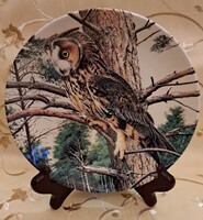 Baglyos tányér, madaras porcelán dísztányér 5 (L5874)