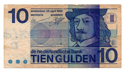 Hollandia 10 Gulden Bankjegy 1968 P91b
