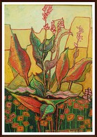 Dekoratív virágkompozíció, 100×80 cm, olaj - Szervátiusz-díjas festő alkotása