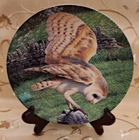 Baglyos tányér, madaras porcelán dísztányér 2 (L5871)