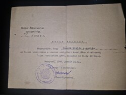 1946, MÁV, engedély pályamunkásnak szolgálati kocsiban való utazásra