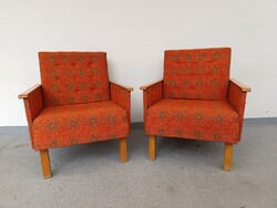 Retro fotel bútor kárpitozott fa karfás fotel szék 2 darab 610 5680