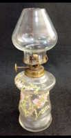 Bieder kézzel festett, huta mini petróleum lámpa működő m: 18 cm  19sz közepe