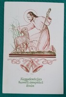 Régi vallásos jellegű húsvéti képeslap - rajz: Márton Lajos -  Szalézi Művek kiadása