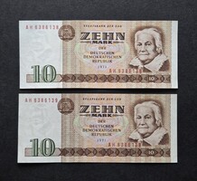 NDK sorszámkövető 10 Márka pár 1971, VF++.