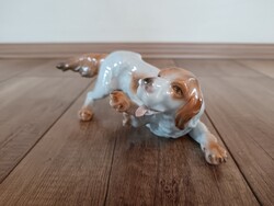 Ritka Herendi porcelán spániel kutya figura