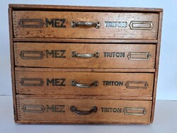RITKASÁG! Mezvater torpedo Mez Rt. fa cérnás doboz, kis szekrény, remek állapot, gyűjteményi darab