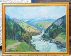 Fairy-tale Mountain Landscape with Creek 80x60 cm in Perfect Frame! Géza Zórád (1890-1969) - Nature