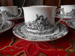 Hollóházi Symphony hangjegyes kottás teás csésze, 6 db