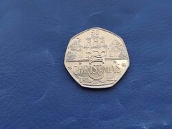 GIBRALTÁR 50 PENCE / FIRTY PENCE 2024 KARÁCSONY CHRISTMAS! III.KÁROLY! UNC! RITKA!