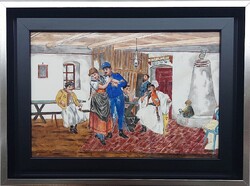 Aggházy Gyula - No ne izéljen! Kézzel festett porcelánkép Láng Mihály műhelyének tulajdonítva