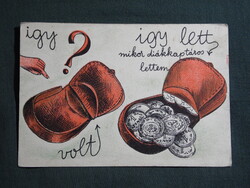 Képeslap,Románia,Szatmárnémeti,Papp Tibor rajz,Diákkaptár szövetség pályázat, 1930-