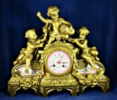 KÜLÖNLEGES, ANTIK, ASZTALI / KANDALLÓ ÓRA, PÁRIZS, CA. 1850!