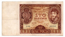 Lengyelország 100 Zloty Bankjegy 1934 P75a