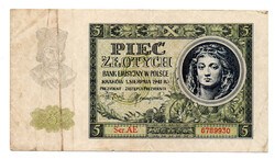 Lengyelország 5 Zloty Bankjegy 1941 P93a