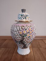 Régi Bakos Éva áttört porcelán díszváza