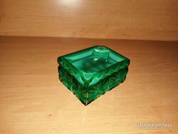 Bohémia malahit üveg cigaretta kínáló, tartó, hamutál, hamutartó (25/d)