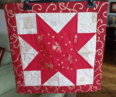 Patchwork terítő, piros csillag