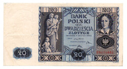 Lengyelország 20 Zloty Bankjegy 1936 P77a