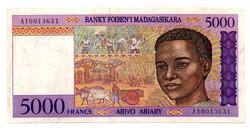 Madagaszkár 5000 Frank Bankjegy 1995 P78b