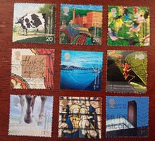 9 db különböző angol Millenium bélyeg