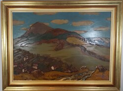 Tenk László (1943-) : A Nagy-Kevély („Nagy hegyek") nagyméretű festménye