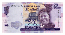 Malawi 20 Kwacha Bankjegy 2019 P63e