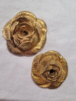 2 DARAB RÉZ RÓZSA,ÖNTVÉNY,ARANYOZVA