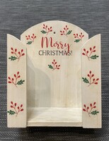 Karácsonyi mintás fa papírzsebkendő tartó decoupage