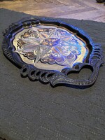 Díszes zománcozott réz tálca