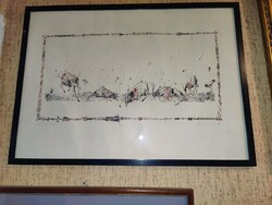 Dienes Gábor - "Állatmesék" -ből a "Mészárlás" szitanyomata 19/30