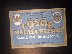 1940 körül, sör cimke, Fősör malátapezsgő