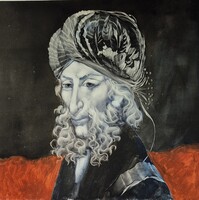Szász Endre misztikus, figurális stílusában készült, olajfestmény  45x45 cm