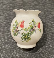 Karácsonyi Üveg mécses tartó madaras decoupage