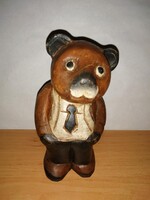 Antik fa maci, medve figura  - 15,5 cm (32/d)