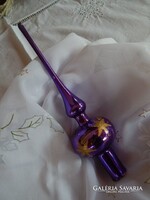 Régi üveg kézzel festett fújtüveg karácsonyfa csúcsdísz